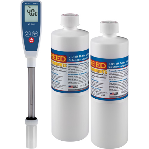 Long Stem pH Meter & 4pH/7pH Buffer Solution Kit Helyx Safety & Industrial Supplies