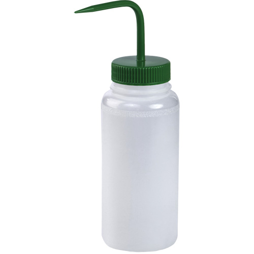 Wide-Mouth Polyethylene Wash Bottle with Green Polypropylene Cap Helyx Safety & Industrial Supplies
