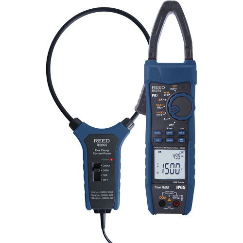 Solar Clamp Meter Kit with 18" Flexible Current Probe, AC/DC Voltage, AC/DC Current Helyx Safety & Industrial Supplies
