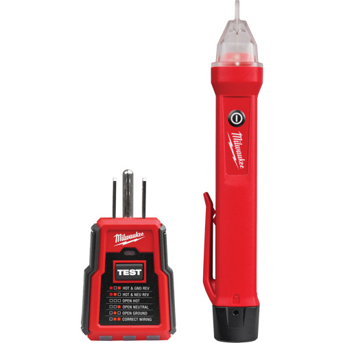 Voltage Detector & GFCI Receptacle Tester Kit, 50 V - 1000 V, Display & Sound Alert Helyx Safety & Industrial Supplies