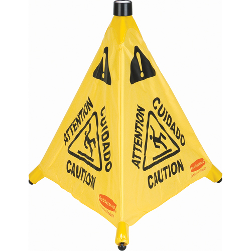C&ocirc;nes de s&eacute;curit&eacute; &agrave; ouverture automatique, Trilingue avec pictogram Helyx Safety & Industrial Supplies