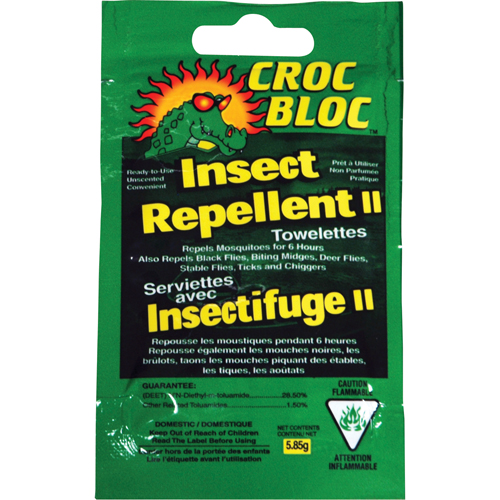 Insectifuge, 6 heures de protection, DEET &agrave; 30 %, Serviette, 5,58 g Helyx Safety & Industrial Supplies