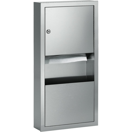 Combination Towel Dispenser with Waste Receptacle, Manual, 14" W x 4" D x 28" H Helyx Safety & Industrial Supplies
