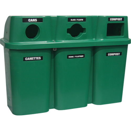 Recycling Containers Bullseye, Curbside, Plastic, 3 x 22 US Gal. Helyx Safety & Industrial Supplies
