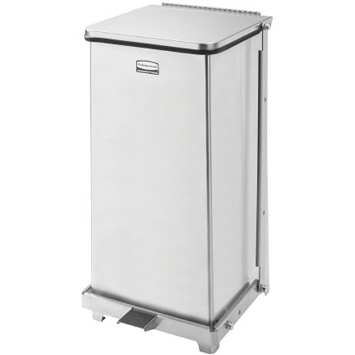 Defenders&reg; Square Step Can with Liner, Stainless Steel, 6.5 US gal. Capacity Helyx Safety & Industrial Supplies