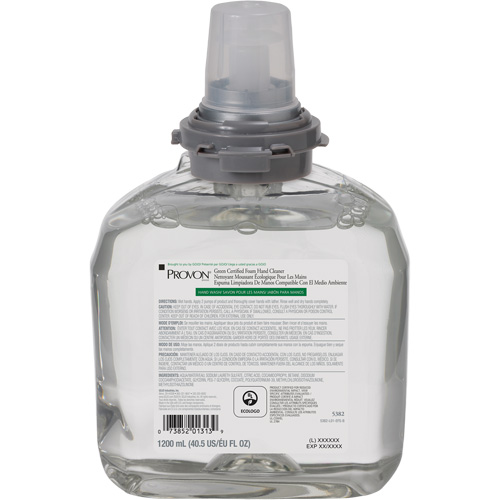 Savon pour les mains certifi&eacute; vert pour distributeur PROVON TFX, Mousse, 1200 ml, Parfum&eacute; Helyx Safety & Industrial Supplies