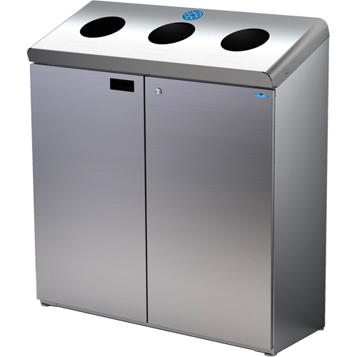 Floor Standing Recycling Station, Bulk, Stainless Steel, 42 gal. Helyx Safety & Industrial Supplies