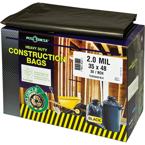 Sacs pour d&eacute;chets pour entrepreneurs, Fort, 30" la x 48" lo, 2 mils, Noir, Capacit&eacute; 121,13 L (32 gal.) Helyx Safety & Industrial Supplies
