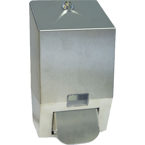 Distributeur de savon en acier inoxydable, &agrave; pression, Capacit&eacute; de 1000 ml, Format Cartouche de recharge Helyx Safety & Industrial Supplies