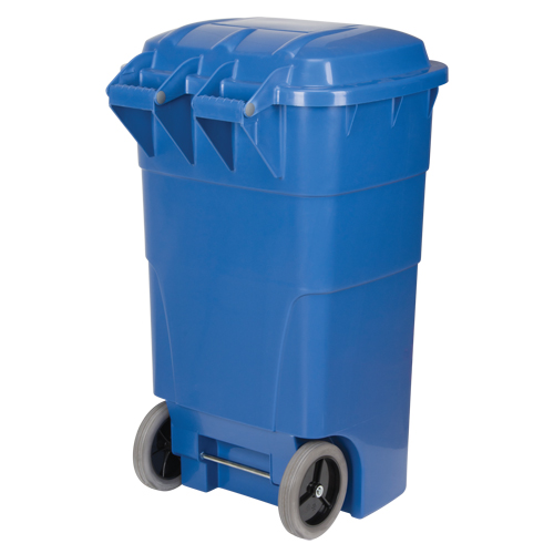 Roll Out Recycling Bin, Curbside, Polyethylene, 65 US gal. Helyx Safety & Industrial Supplies