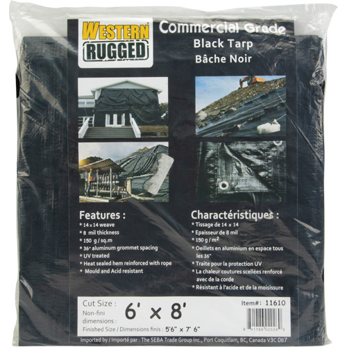 Tarp, Light Industrial Duty, Black, 6' x 8' x 8 mils Helyx Safety & Industrial Supplies