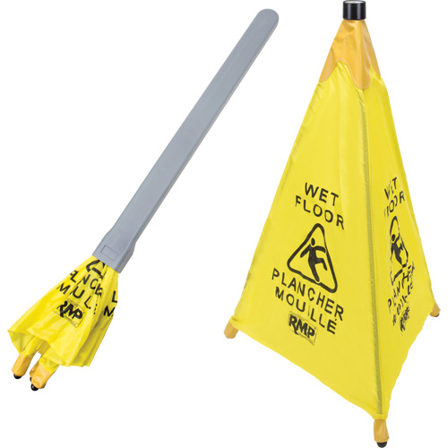 C&ocirc;ne de s&eacute;curit&eacute; &agrave; d&eacute;ploiement pour plancher mouill&eacute;, Bilingue avec pictogramme Helyx Safety & Industrial Supplies