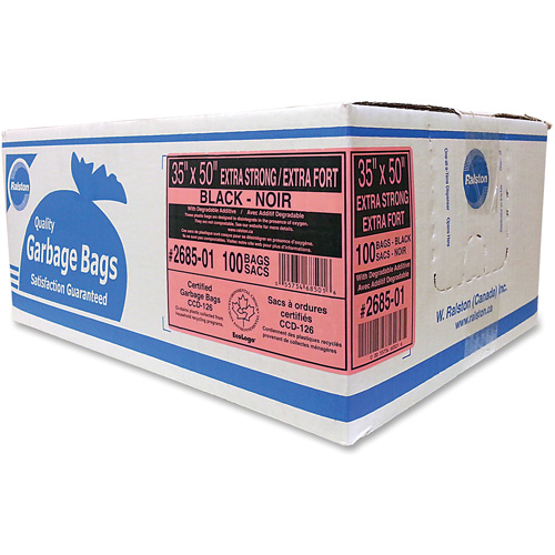 Industrial Garbage Bags, X-Strong, 50" W x 35" L, 1.17 mils, Black Helyx Safety & Industrial Supplies