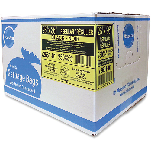 Industrial Garbage Bags, Regular, 36" W x 26" L, 0.65 mils, Black Helyx Safety & Industrial Supplies