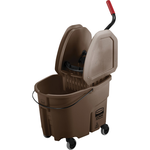 Ensemble de seau pour vadrouille et essoreuse WaveBrake, Pression vers le bas, 8,75 gal. US (35 pintes), Brun Helyx Safety & Industrial Supplies