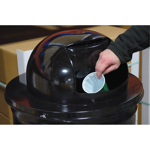 Drum Waste Disposal Top, Dome Lid, Metal, Fits Container Size: 23-1/2" Dia. Helyx Safety & Industrial Supplies