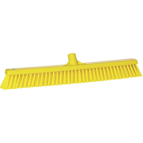 Combo Bristle Push Broom, Coarse/Fine Bristles, 24", Polyester, Yellow Helyx Safety & Industrial Supplies