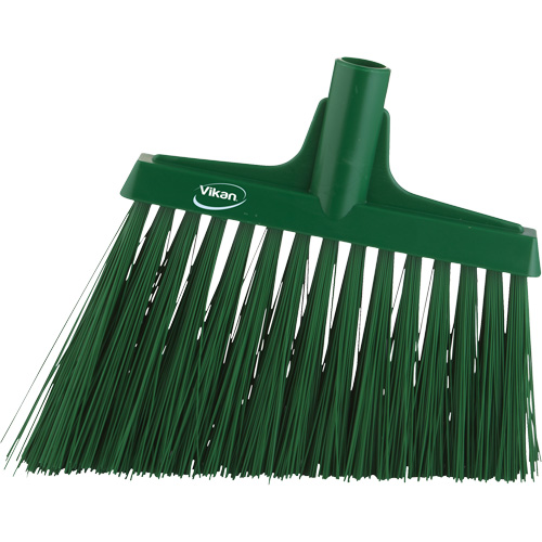 Angle Broom Head, X-Coarse Bristles, 12", Polyester, Green Helyx Safety & Industrial Supplies