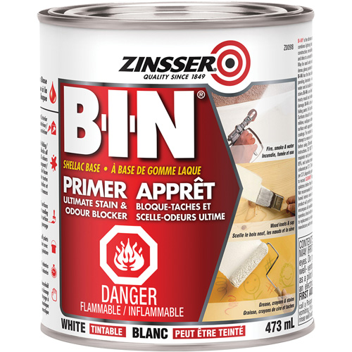 B-I-N&reg; Shellac-Base Sealer Primer, 473 ml, Can, Tintable White Helyx Safety & Industrial Supplies