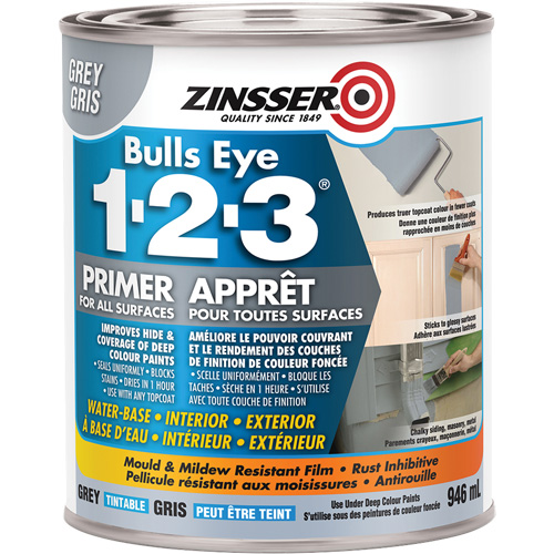 Bulls Eye 1-2-3&reg; Water-Base Primer, 946 ml, Can, Grey Helyx Safety & Industrial Supplies