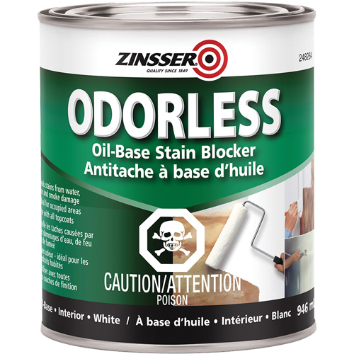 Odourless Oil-Base Stain Blocking Primer, White, Very Flat, 946 ml, Can Helyx Safety & Industrial Supplies