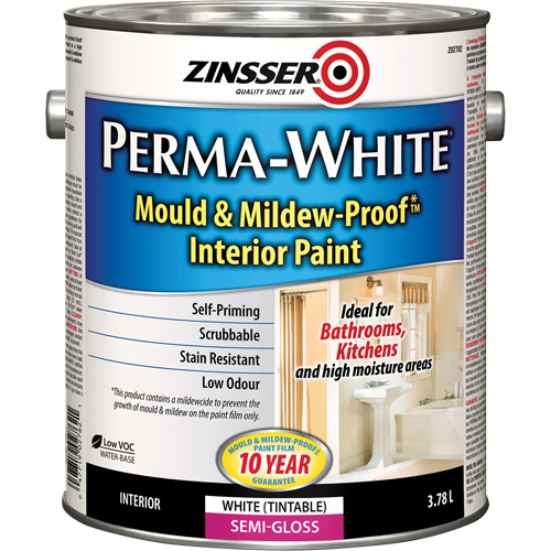 Peinture int&eacute;rieure Mold & Mildew-Proof Perma-White, 3,78 L, Gallon, Blanc Helyx Safety & Industrial Supplies
