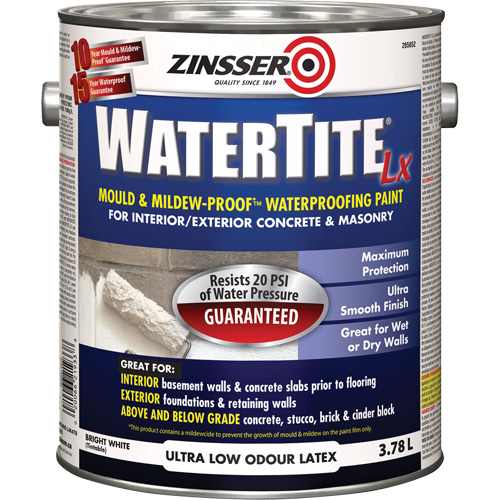 Watertite&reg; LX Mold & Mildew-Proof Waterproofing Paint, 3.78 L, Gallon, White Helyx Safety & Industrial Supplies
