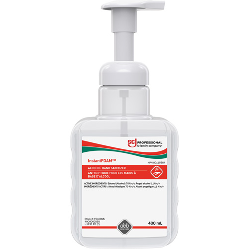 InstantFoam&reg; Hand Sanitizer, 400 ml, Pump Bottle, 70% Alcohol Helyx Safety & Industrial Supplies
