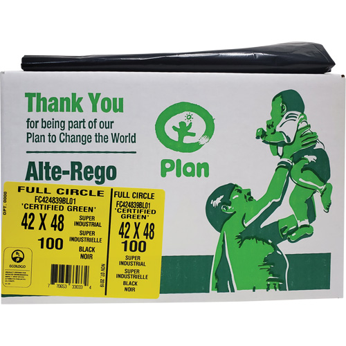 Full Circle Super Industrial Garbage Bags, Biodegradable, X-Strong, 48" L x 42" W, 1.5 mils Thick Helyx Safety & Industrial Supplies