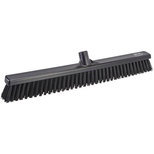 Combo Bristle Push Broom Head, Coarse/Fine Bristles, 24", Polyester, Black Helyx Safety & Industrial Supplies