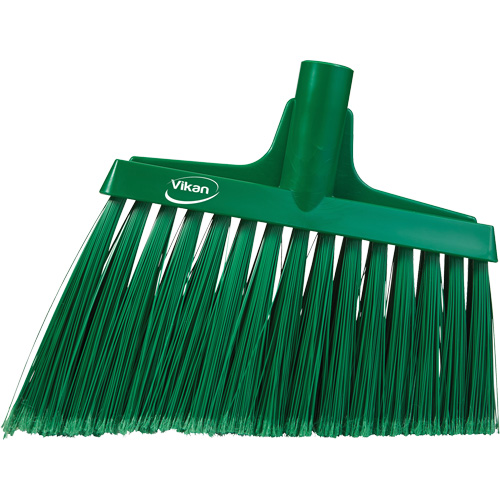 Angled Broom Head, Split Bristles, 11-1/2", Polyester, Green Helyx Safety & Industrial Supplies