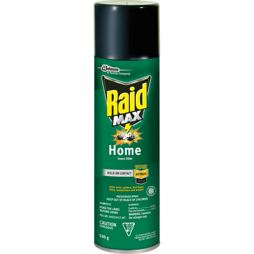 Raid&reg; Max&reg; Home Insect Killer Insecticide, 500 g, Aerosol Can, Solvent Base Helyx Safety & Industrial Supplies
