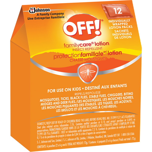 Insectifuge Off! Protection familiale, DEET &agrave; 7,5 %, Lotion, 6 g Helyx Safety & Industrial Supplies
