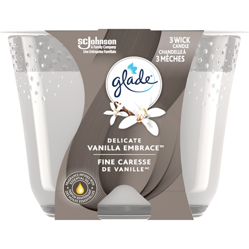 Chandelle &agrave; trois m&egrave;ches Glade, Fine caresse de vanille Helyx Safety & Industrial Supplies