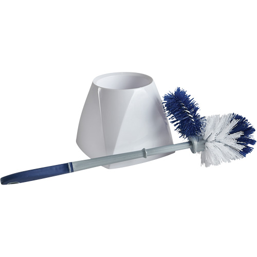 Toilet Brush with Lip & Holder, 15" L, Synthetic Bristles, White Helyx Safety & Industrial Supplies