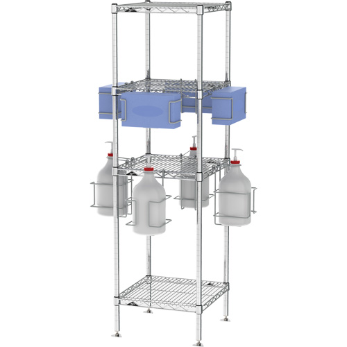 Portoir d'&eacute;PI/d&eacute;sinfectant avec tablettes Helyx Safety & Industrial Supplies