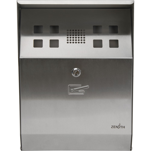 Cendrier, Montage mural, Acier inoxydable, Capacit&eacute; 1.6 Litres, Hauteur 13-4/5" Helyx Safety & Industrial Supplies