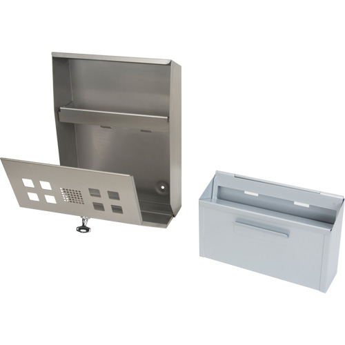 Cendrier, Montage mural, Acier inoxydable, Capacit&eacute; 1.6 Litres, Hauteur 13-4/5" Helyx Safety & Industrial Supplies
