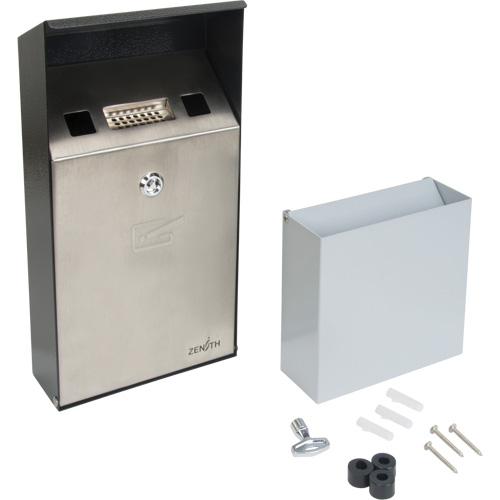 Cendrier, Montage mural, Acier inoxydable, Capacit&eacute; 1 Litre, Hauteur 11-4/5" Helyx Safety & Industrial Supplies