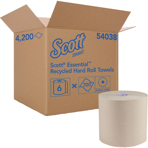 Essential 100% Recycled Brown Hard Roll Towels, 1 Ply, Standard, 700' L Helyx Safety & Industrial Supplies