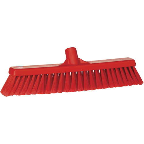 Fine Particle Push Broom, Fine/Split Bristles, 16-1/4", Polypropylene, Red Helyx Safety & Industrial Supplies