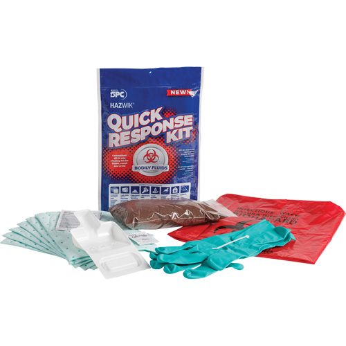 Trousse dintervention rapide pour d&eacute;versements de fluides corporels Hazwik, Biorisque, Sac, Absorbance de 0,49 gal. US Helyx Safety & Industrial Supplies