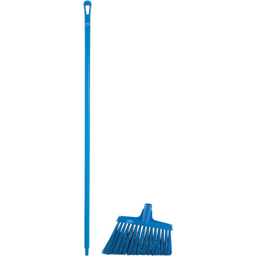 Angle Broom Head with Handle, X-Coarse Bristles, 12", Polyester, Blue Helyx Safety & Industrial Supplies