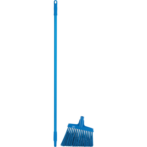 Angle Broom Head with Handle, X-Coarse Bristles, 12", Polyester, Blue Helyx Safety & Industrial Supplies