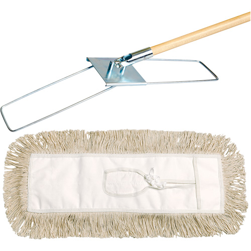 Break-Ezy Dust Mop System, Tie-On Style, Cotton, 48" L x 3-1/2" W Helyx Safety & Industrial Supplies