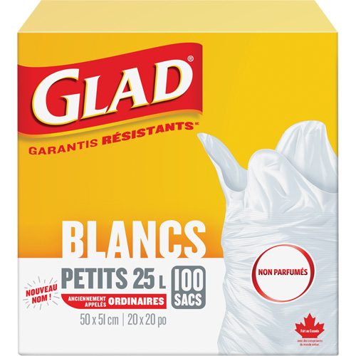 Small 25L Unscented Garbage Bags, Regular, 20" W x 20" L, White Helyx Safety & Industrial Supplies