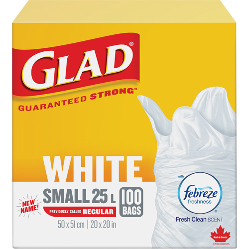 Small 25L Febreze Garbage Bags, Regular, 20" W x 20" L, White Helyx Safety & Industrial Supplies