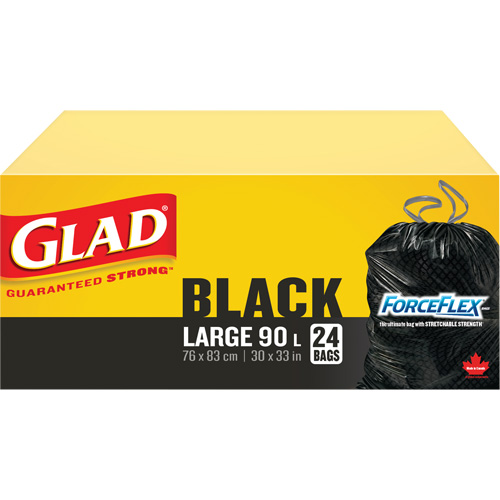 90L Garbage Bags, Regular, 30" W x 33" L, Black Helyx Safety & Industrial Supplies