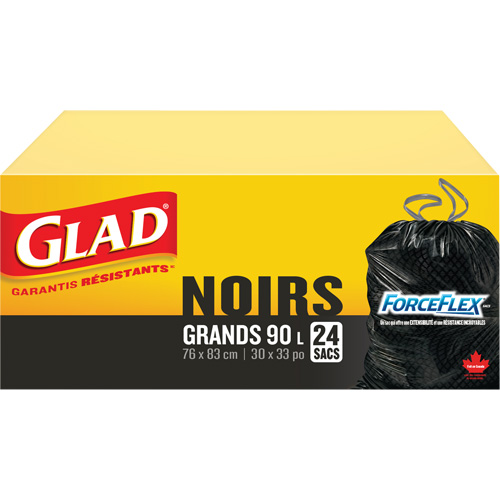 90L Garbage Bags, Regular, 30" W x 33" L, Black Helyx Safety & Industrial Supplies