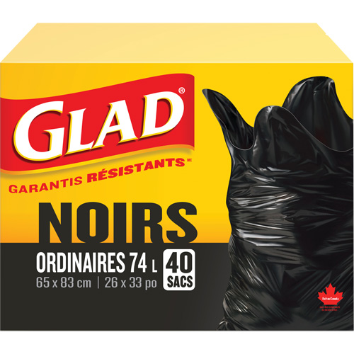 74L Garbage Bags, Regular, 26" W x 33" L, Black Helyx Safety & Industrial Supplies